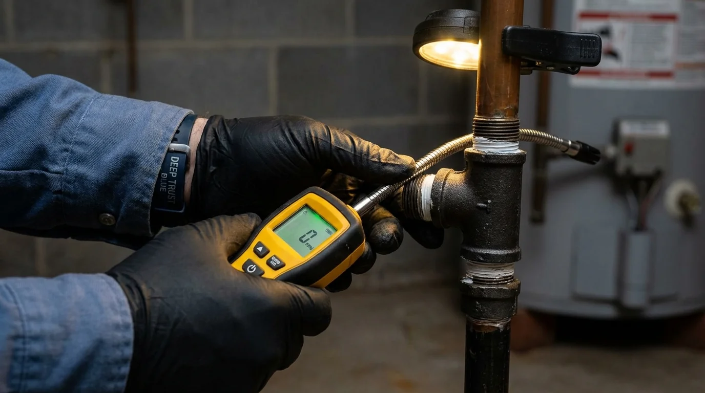Gas leak detection with electronic sniffer by Johns Plumbing LLC in Rutland